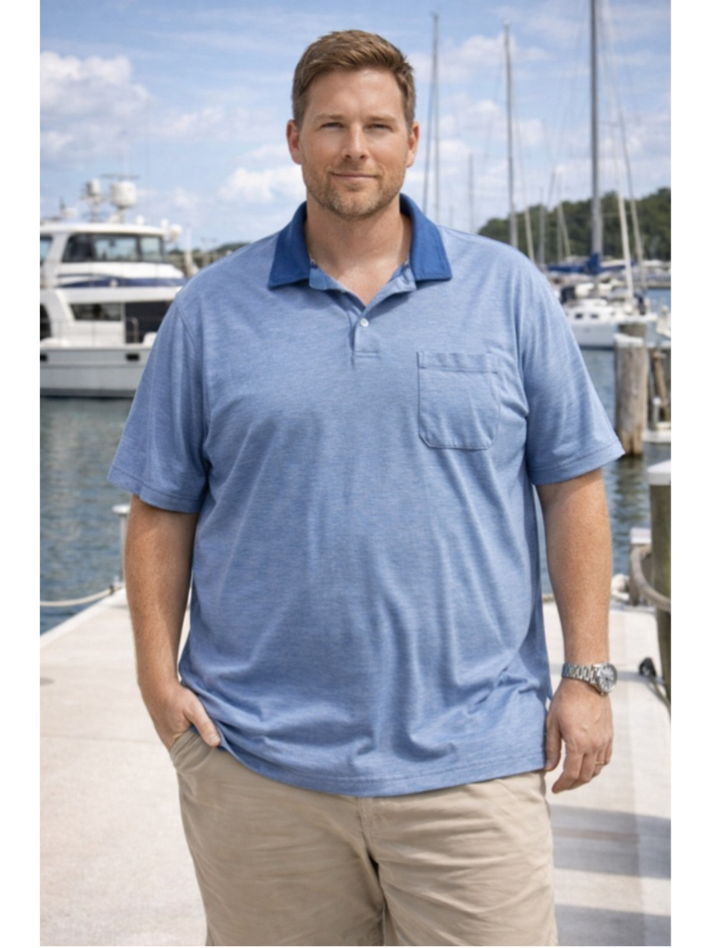 Men's Daniel Cremieux Polo Shirt XXL Blue Summer